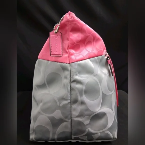 3 Peice Coach Signature Nylon Pink & Gray Getaway Weekender Tote/Duffle Bag - Picture 7 of 16